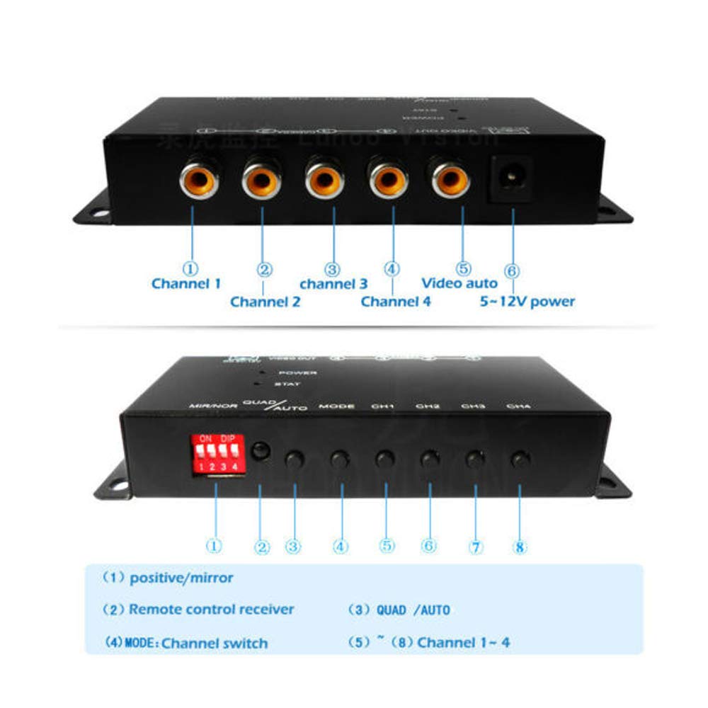 SaiDian 1Pcs Video Quad Splitter 4-Way Mini Processor Multiplexer Switcher for CCTV Security Camera