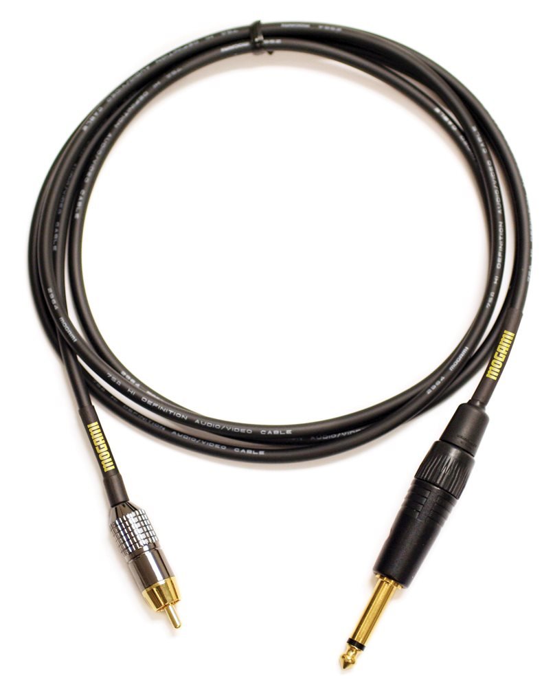 Mogami GOLD TS-RCA-12 Unbalanced Audio Adapter Cable, 1/4" TS Male Plug and RCA Male Plug, Gold Contacts, Straight Connectors, 12 Foot