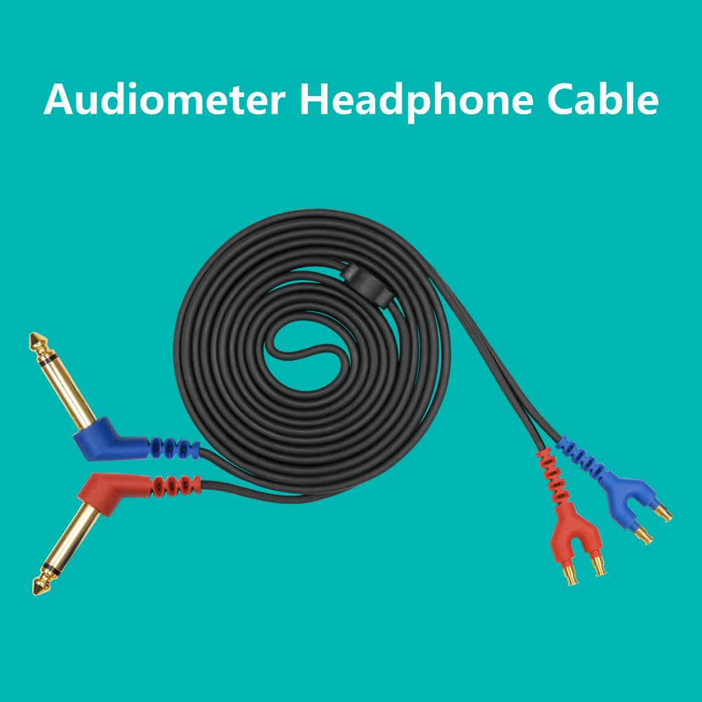 daily headset Audiometer Headphone Earphone Cable for TDH39 & DD45 Audiometric Headsets with Gold-Plated 2 x 6.35 mm Mono Jack, Length 2 Meter