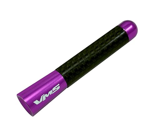 VMS RACING Purple with Black Real Carbon Fiber CNC Machined Billet Aluminum Short 3" inch Antenna Compatible with Jeep Wrangler JK JKU Series