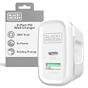 BLACK+DECKER Quick-Charge PD Wall Charger, 2-Port, 38W - USB & Type C Wall Plug - Compact Power Block USB C - Fast Charger Adapter Power Delivery