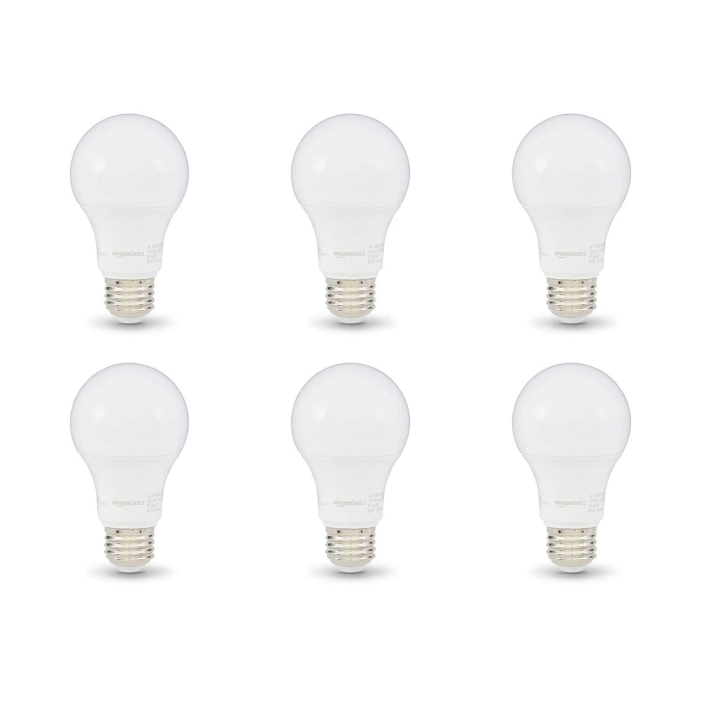 Amazon Basics A19 LED Light Bulbs, 60W Equivalent, 9W Energy Efficient, E26 Standard Base, Daylight White 5000K, Dimmable, 10,000 Hour Lifetime