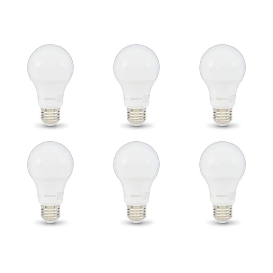 Amazon Basics A19 LED Light Bulbs, 60W Equivalent, 9W Energy Efficient, E26 Standard Base, Daylight White 5000K, Dimmable, 10,000 Hour Lifetime