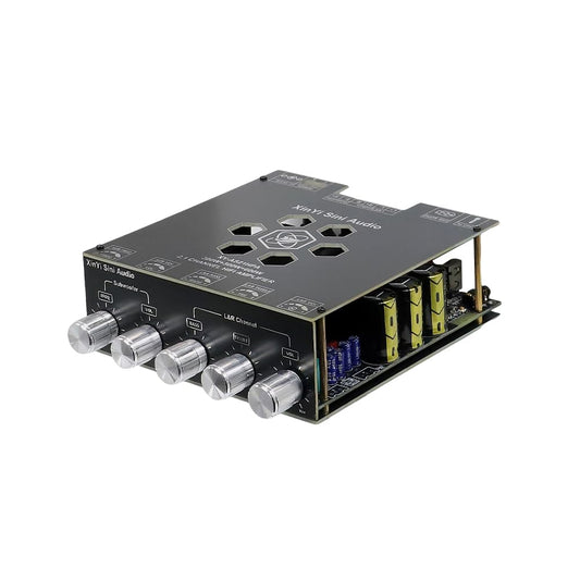 HIFIDIY LIVE AS21 TPA3255 Bluetooth 5.2 2.1 Channel Subwoofer Power Amplifier Board 300WX2+600W REBLE Bass Note Tuning AMP DC19V-50V
