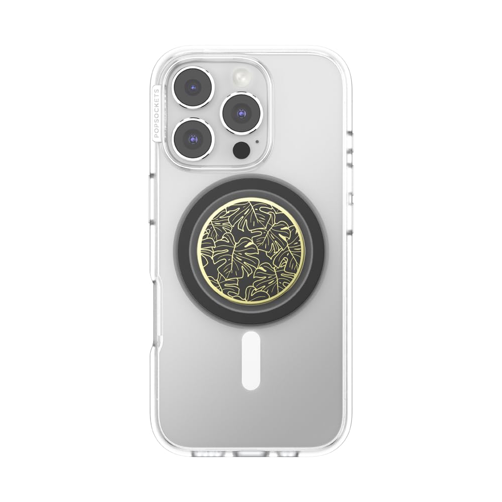 PopSockets Phone Grip for MagSafe, Magnetic Holder, Phone Stand, Enamel - Enamel Monstera