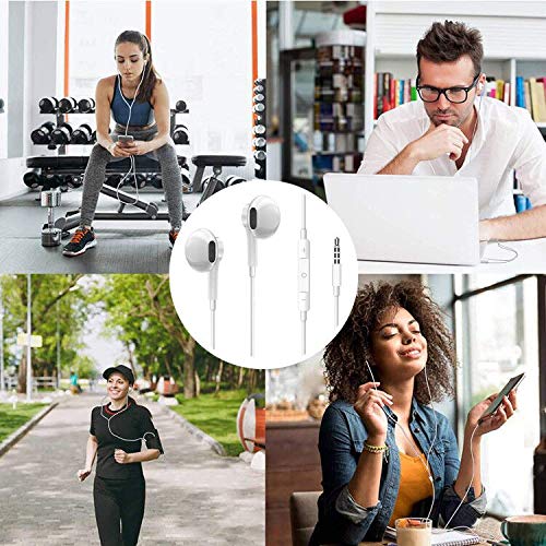 2 Pack 3.5mm Wired Headphone Plug, in-Ear Earphones, Earbuds Noise Isolating with Built-in Microphone & Volume Control Compatible with iPhone 6s 6