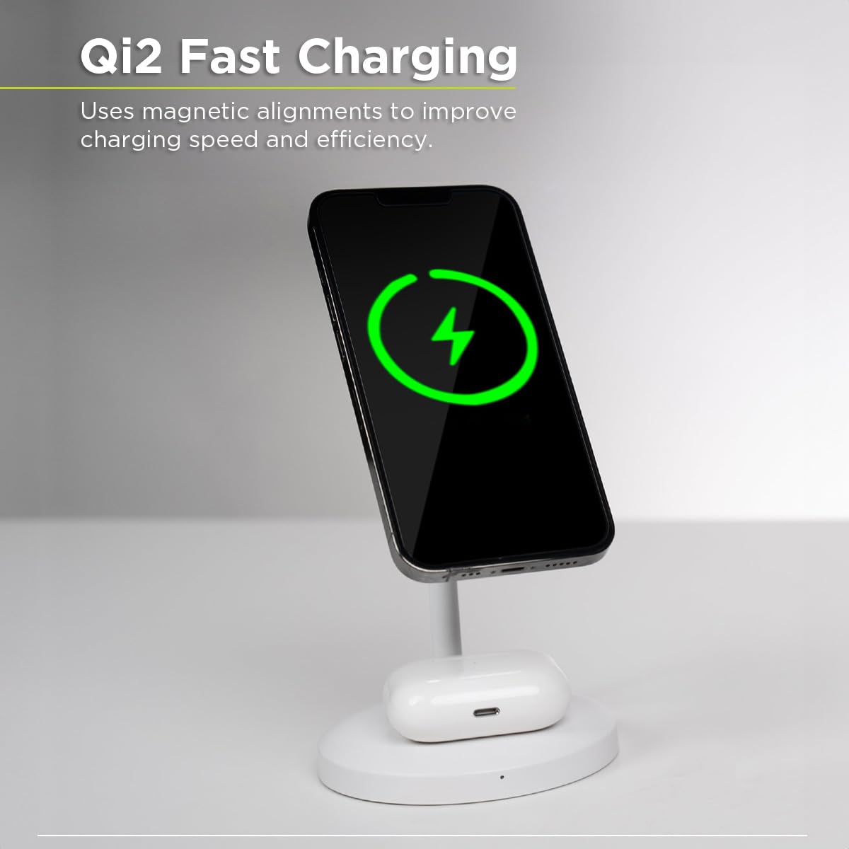 PureGear Duo Magnetic 2-in-1 Wireless Charging Stand, Qi2 Certified 20W 2-in-1 Charging Station, Desk Accessory, Fast Wireless Charging, for iPhone