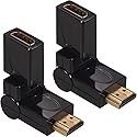 Warmstor 2-Pack Right Angle HDMI 2.0 Male to Female Connector HDMI Swivel Adapter 90 180 270 360 Degree Angle Adjustable Rotatable Gold-Plated Support
