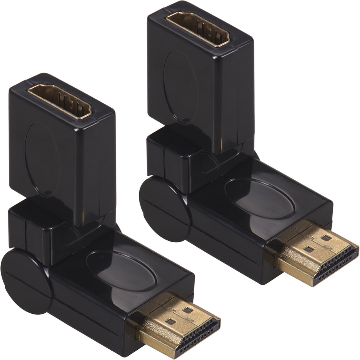 Warmstor 2-Pack Right Angle HDMI 2.0 Male to Female Connector HDMI Swivel Adapter 90 180 270 360 Degree Angle Adjustable Rotatable Gold-Plated Support
