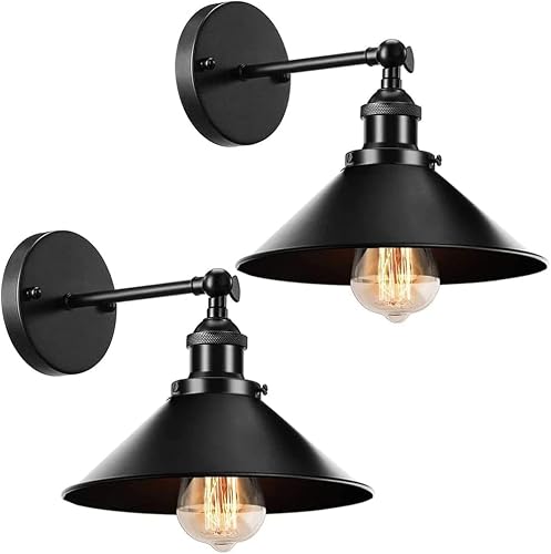 BRIGHTESS Industrial Vintage Wall Sconces Lighting Set of Two for Bedroom Kitchen Bathroom, 240 Degree Adjustable Rustic Antique Wall Lamp Fixture