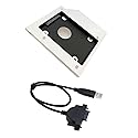 SATA 2nd Hard Drive Optical Bay Caddy Case Tray for 9.5mm Universal Laptop CD / DVD-ROM Optical Bay + USB 2.0 Cable for Laptop ODD DVD