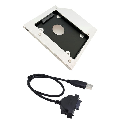 SATA 2nd Hard Drive Optical Bay Caddy Case Tray for 9.5mm Universal Laptop CD / DVD-ROM Optical Bay + USB 2.0 Cable for Laptop ODD DVD