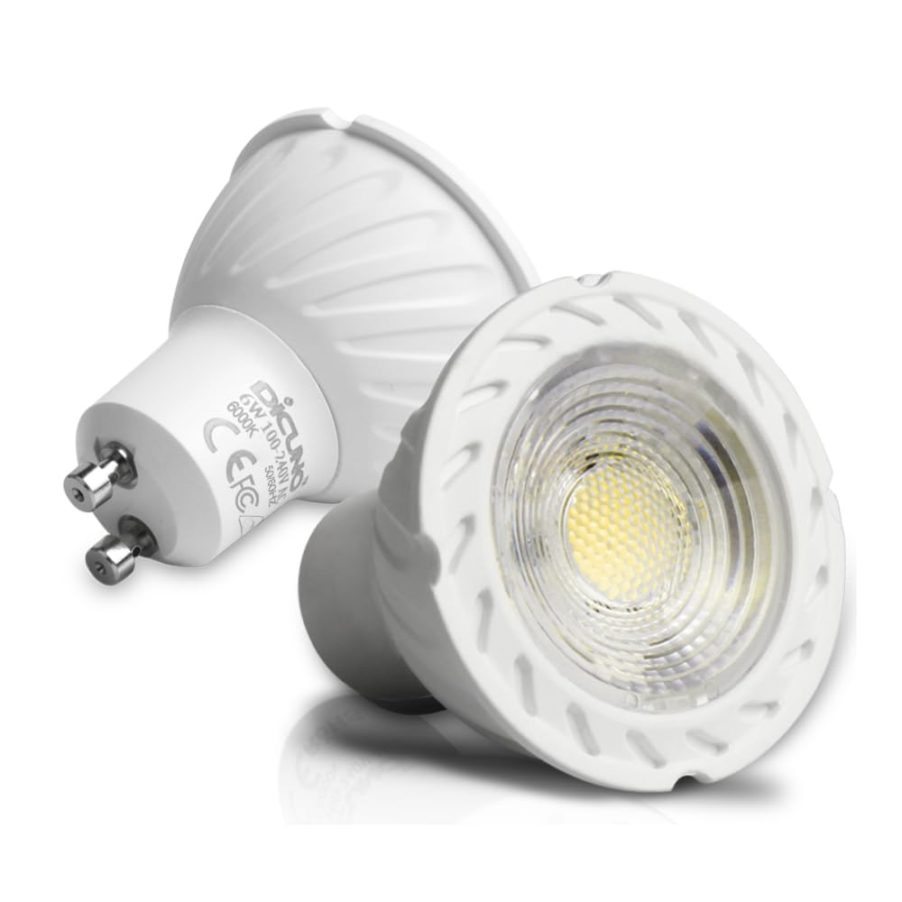 DiCUNO GU10 LED Bulb, 60W Equivalent, 600LM, Daylight White 6000K, 10-Pack