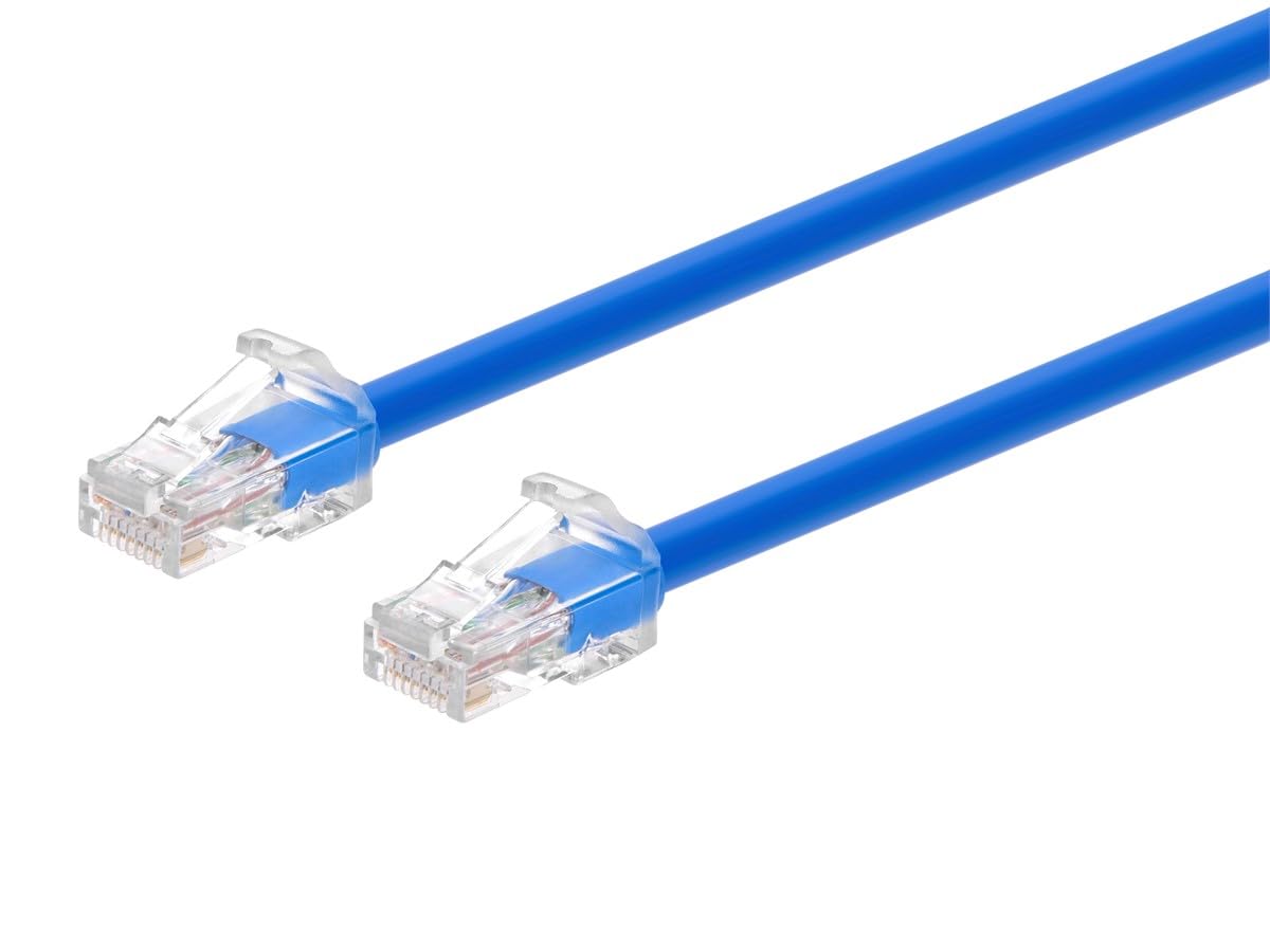 Monoprice Cat6A Component Level Patch Cable - 50 Feet - Blue | UTP, 24AWG, 500MHz, Pure Bare Copper, Snagless RJ45, Ethernet Cable - Micro SlimRun