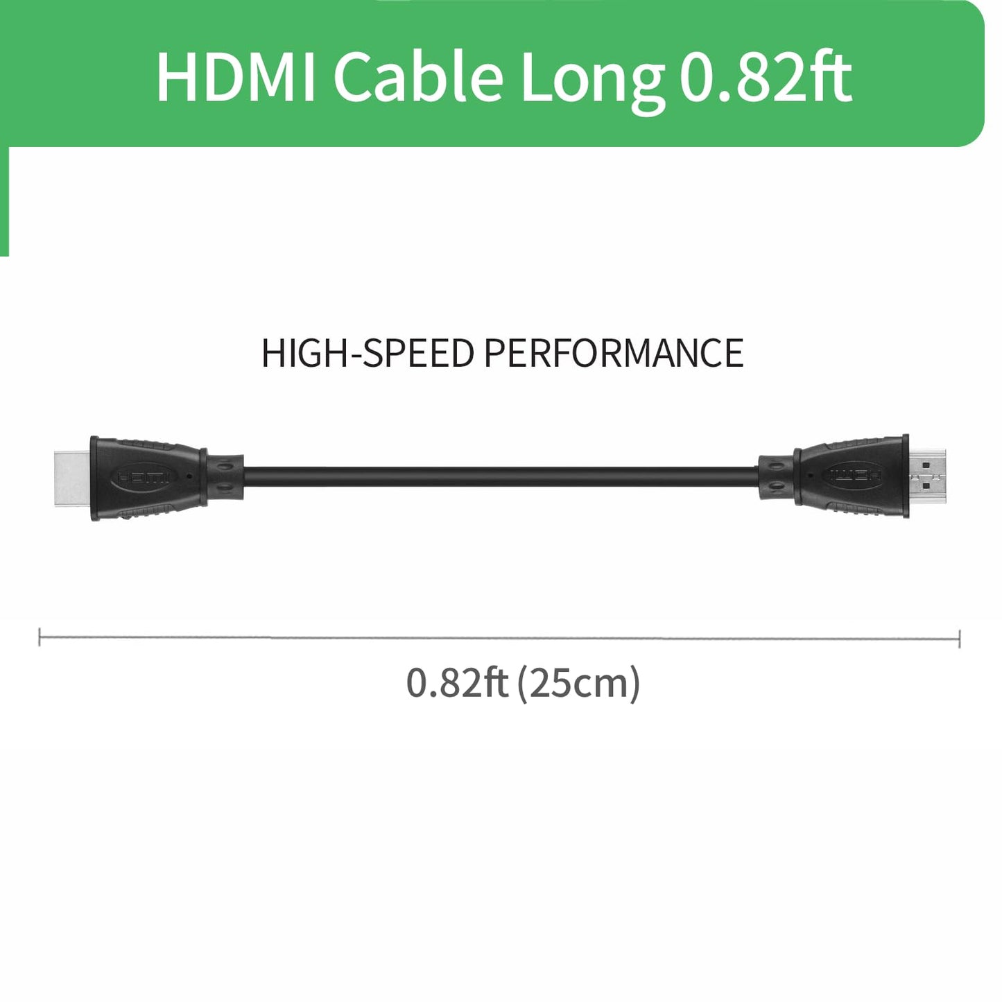 Security-01 [4-Pack] 4K HDMI Cable Short 0.25m/9.85in, High Speed HDMI Jumper Cord, HDMI 2.0 A Male to A Male, OD 5.0mm, Supports 4K UHD, 3D