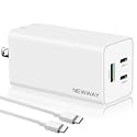 NewWay 65W USB-C Fast Charger 3 Port PD QC 3.0 Delivery Foldable, USB-C Wall Charger for MacBook, iPad, iPhone Series with 15 16 Plus/Pro/Pro Max