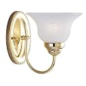 Livex Lighting 1531-02 Edgemont Single Light Wall Sconce Polished Brass with White Alabaster Glass, 7 x 8.75 x 8