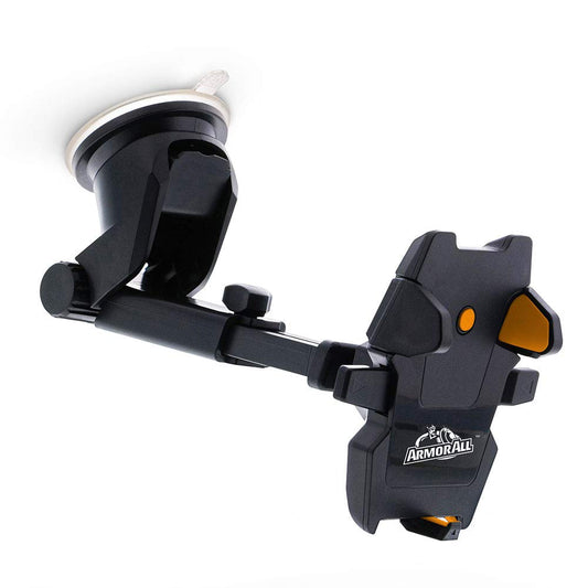 Armor All Phone Mount for Cars, Suction Dashboard & Windshield Phone Holder, 6 Inch Extendable Arm, 360° Rotation, Fits iPhone Max, Android, and All
