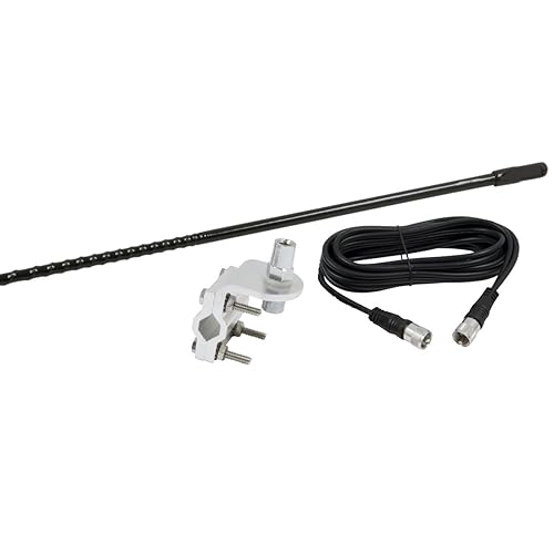 Pro Trucker CB Radio 3' Antenna Kit with 750 Watt Flex Antenna, Mount, and Coax Cable - Black