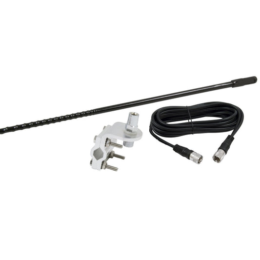 Pro Trucker CB Radio 3' Antenna Kit with 750 Watt Flex Antenna, Mount, and Coax Cable - Black
