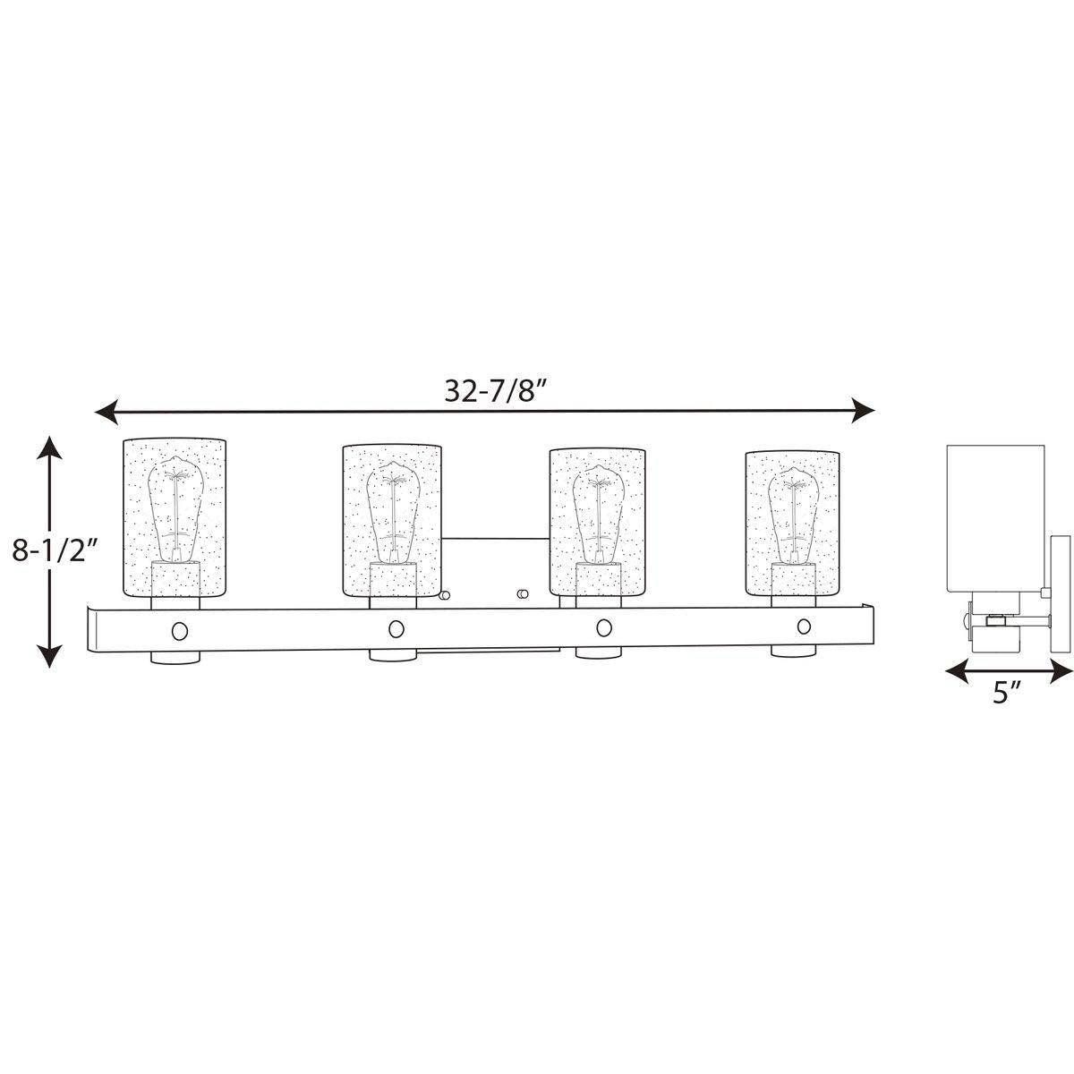 Progress Lighting Gulliver Collection 4-Light Clear Seeded Glass Coastal Bath Vanity Light Graphite