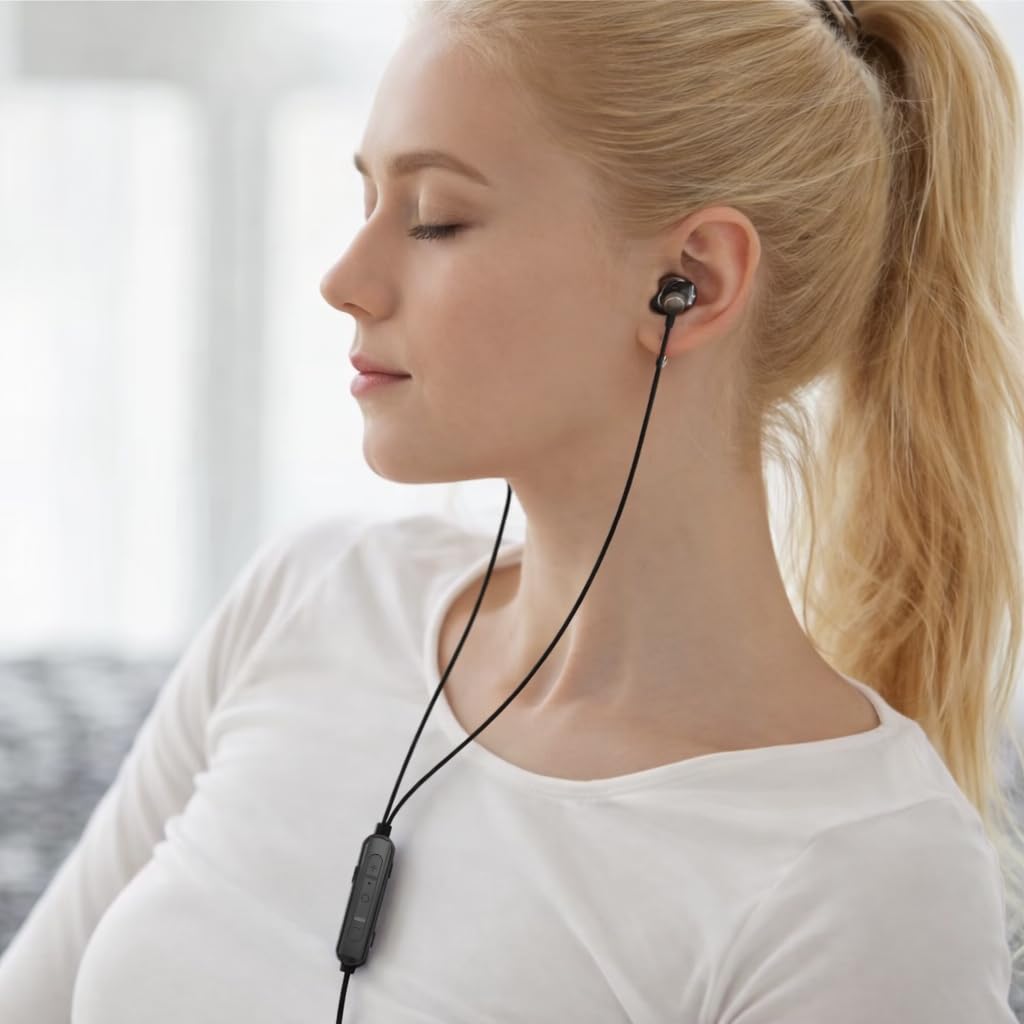 Silenva Active Noise Canceling Earbuds Wired, USB-C Wired ANC Earbuds, 20dB Earbuds Wired, Press Center Button Twice to Turn on ANC, Black