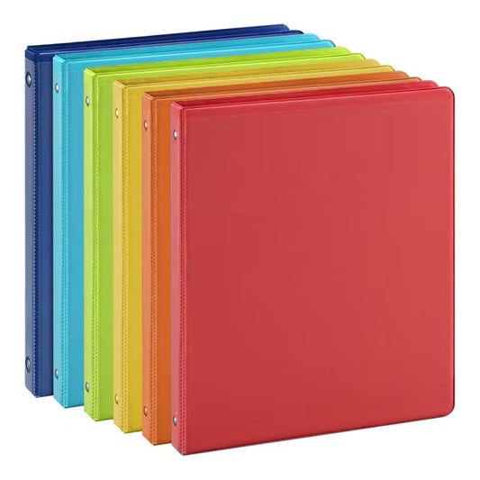 0.5-inch 3-Ring Binder with 2 Interior Pockets, 0.5'' Basic Binders Holds US Letter Size 8.5'' x 11''for Office/Home/Back to School, 6 Pack (Assorted