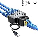 Aoiutrn RJ45 Network Splitter Adapter, USB to RJ45 Network 1 to 3 Dual Port Ethernet Socket Connector 8P8C Extender Plug LAN Interface