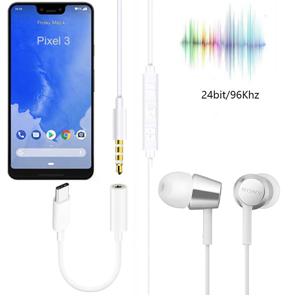 USB C to 3.5mm Headphone Jack Adapter Compatible with Pixel 6 5 4 3 2 XL, iPhone 15 Plus Pro Max, iPad Pro 2018-2022, Sony HTC Moto Samsung Galaxy S21