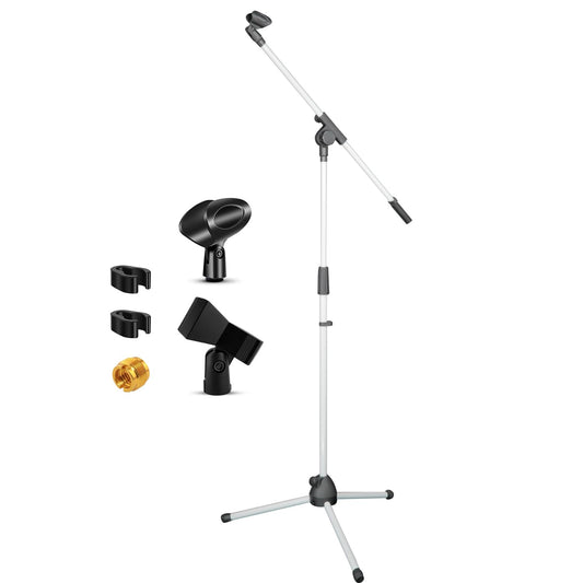 5 Core Microphone Stand Tripod with Boom Arm Universal Mic Stand Adjustable Height 72" for Studio Podcast Karaoke Stage Performance & Singing 2 Mic