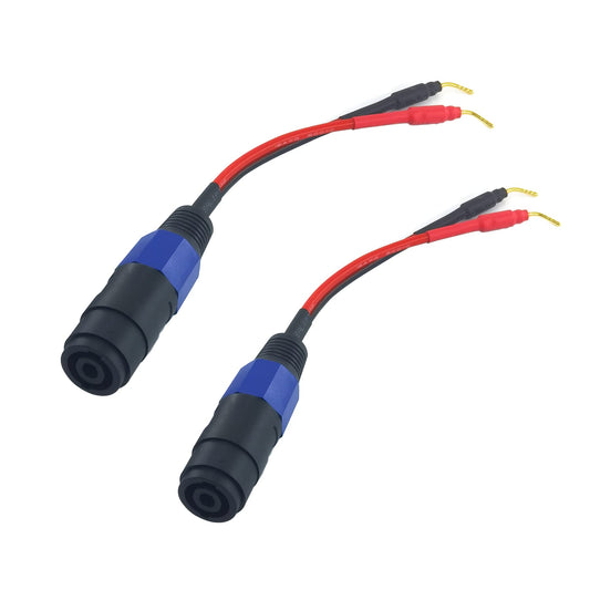 WJSTN Banana Plug to Female Speakon Speaker Adapter Cable 2mm Banana Plug Closed Screws Connectors to Speakon Speaker 6 inches 2 Pack