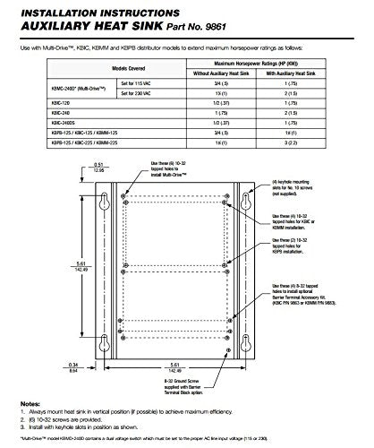 KB ELECTRONICS 9861 7 INCH Auxiliary HEATSINK, Black Anodized Aluminum, for "L" Bracket and KBMD Controls, HEATSINK, Keyhole MOUTING Slots