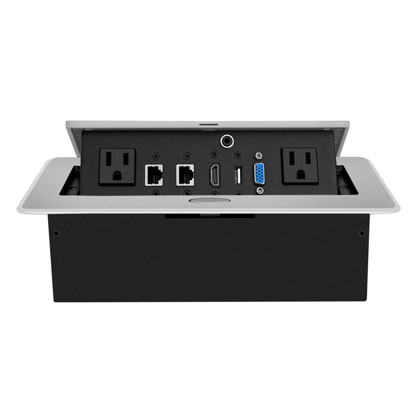 Table Pop up Power Strip Date Hub Connection Box with Outlet Network HDMI for Office Desk?Silver?