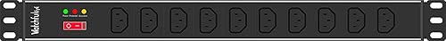 WatchfulEyE WTH-CS/PDU-C13-SG 125V/15A Heavy Duty Metal 1U Rack Mount PDU Power Strip Surge Protective 10 ft Extension Cord Integrated Circuit Breaker