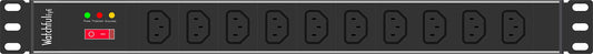 WatchfulEyE WTH-CS/PDU-C13-SG 125V/15A Heavy Duty Metal 1U Rack Mount PDU Power Strip Surge Protective 10 ft Extension Cord Integrated Circuit Breaker
