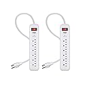 Prime Wire & Cable PB2013X2 6-Outlet Surge Protector with 14-3 SJT 1.5 Cord, 2-Pack,White