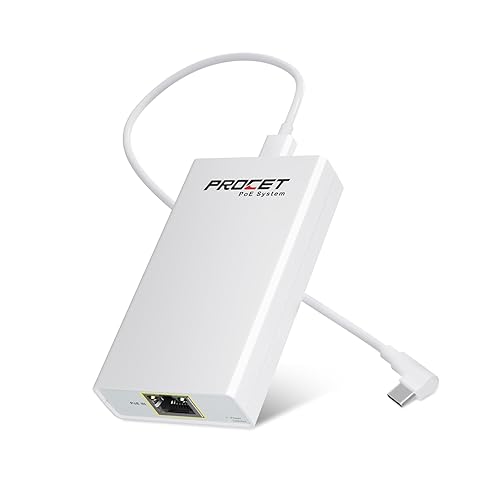 Gigabit PoE to USB C Converter for Smart Phone/Tablet, USB-C to Ethernet Adapter with 23W Charging, Power & Data 2-in-1 RJ45 Port to Type-C Adapter