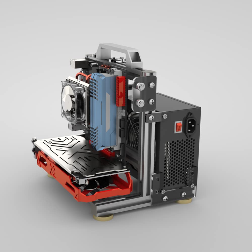 SharGwa PC ITX (17 x 17cm) PC Motherboard Open Air Case Frame, Open Bare Metal Air Water Cooling Fan Stand (Silver)