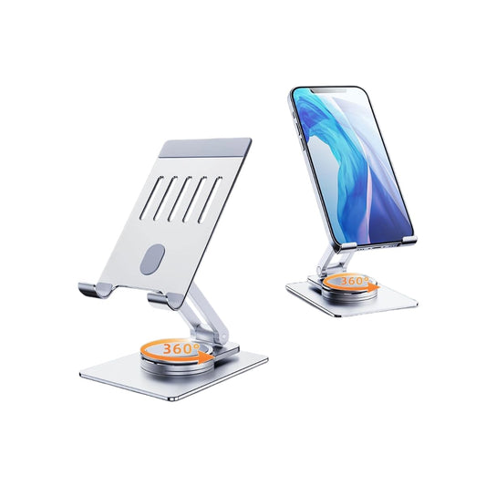 Chapter Seven Aluminum Cell Phone & Tablet Stand for Desk,360° Rotating Foldable Mobile Stand,Home Office Desk Accessories Gifts for iPhone 17 16 15