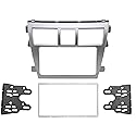 Mhakrl Silver Car Radio Fascia Panel for Toyota Vios Yaris Sedan Belta Radio Frame Radio Stereo Dash Installation Mount Trim Kit Face Plate Audio