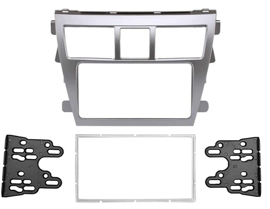 Mhakrl Silver Car Radio Fascia Panel for Toyota Vios Yaris Sedan Belta Radio Frame Radio Stereo Dash Installation Mount Trim Kit Face Plate Audio
