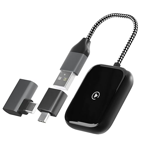 Wireless CarPlay Adapter for Apple iPhone, Convert Wired CarPlay to Wireless, Mini Car Play Dongle w/Plug & Play Bluetooth Connection, 2 USB-A