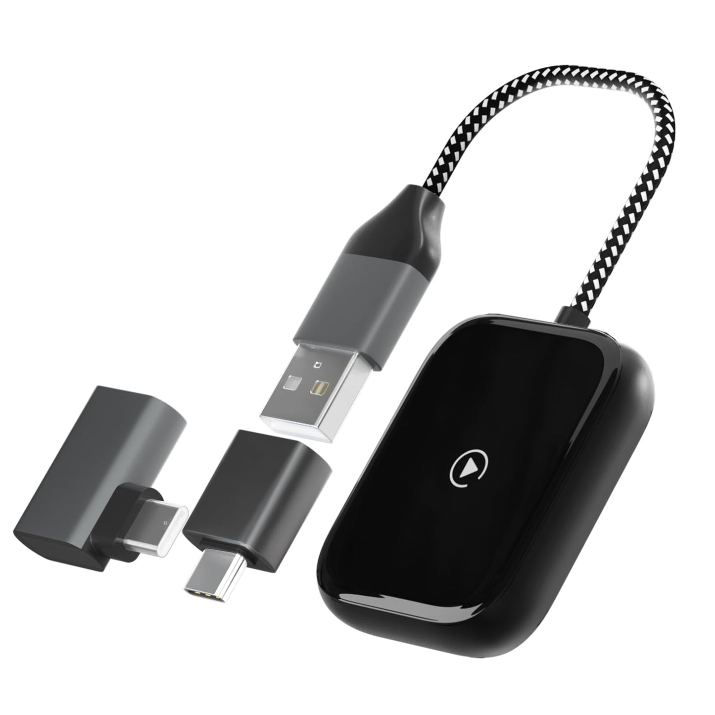 Wireless CarPlay Adapter for Apple iPhone, Convert Wired CarPlay to Wireless, Mini Car Play Dongle w/Plug & Play Bluetooth Connection, 2 USB-A