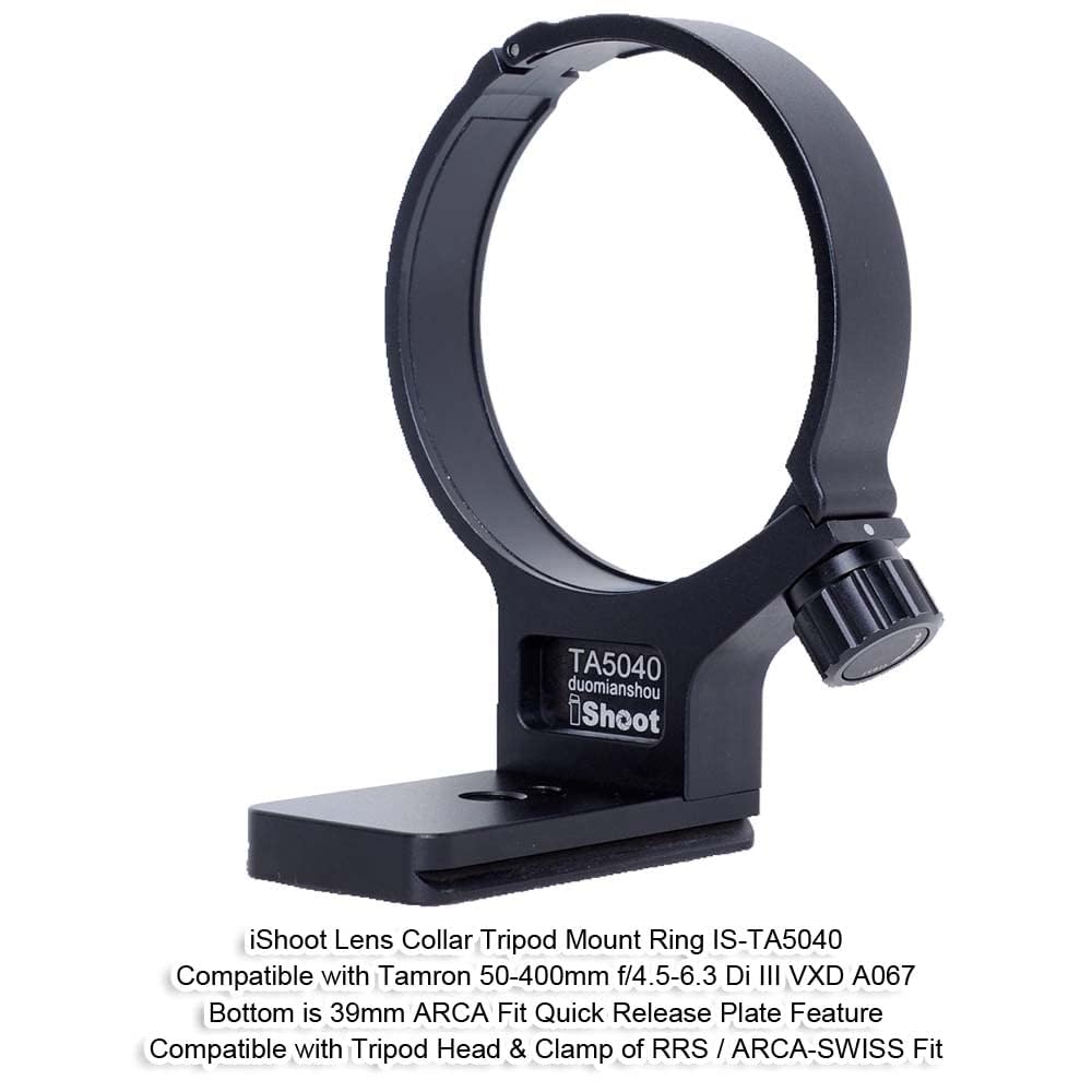 iShoot Metal Tripod Mount Ring Lens Collar Compatible with Tamron 50-400mm f/4.5-6.3 Di III VXD A067, Lens Support Holder Bracket Bottom is Arca-Swiss