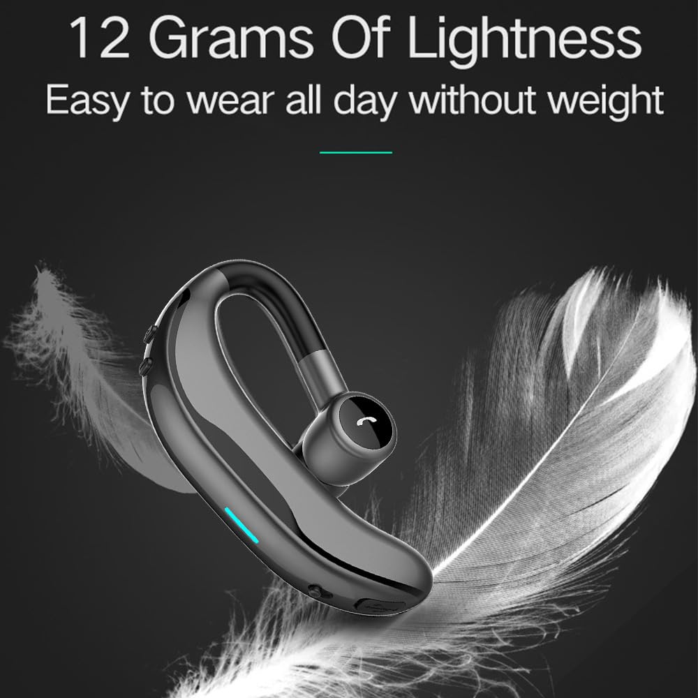 IHAO Bluetooth Earpiece Headphone Dual Noise Cancelling Mic Painless Open-Ear Handsfree Headset Stereo Sound Left/Right Changeable Earhook Earphones