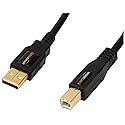 Amazon Basics USB-A to USB-B 2.0 Cable for Printer or External Hard Drive, Computer Compatible, Gold-Plated Connectors, Black, 6 Foot