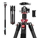 CAVIX 62" Professional Carbon Fiber Camera Tripod, Tripod & Monopod 2 in 1, Lightweight Travel Tripod with 360° Ball Head and Arca-Swiss QR Plate