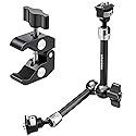 Neewer 11" Articulating Magic Arm Clamp Mount with Super Clamp, Camera Monitor Mount with 1/4" 3/8" ARRI Locating Pins & Holes for DSLR Action Camera
