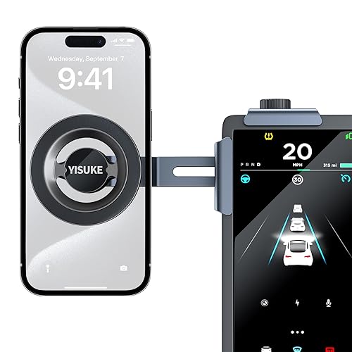 Yisuke Magnetic Phone Mount Compatible with Tesla Model 3 Model Y, Car Holder 2025, Compatible with iPhone MagSafe 17/16/15/14/13/12 (Compatible
