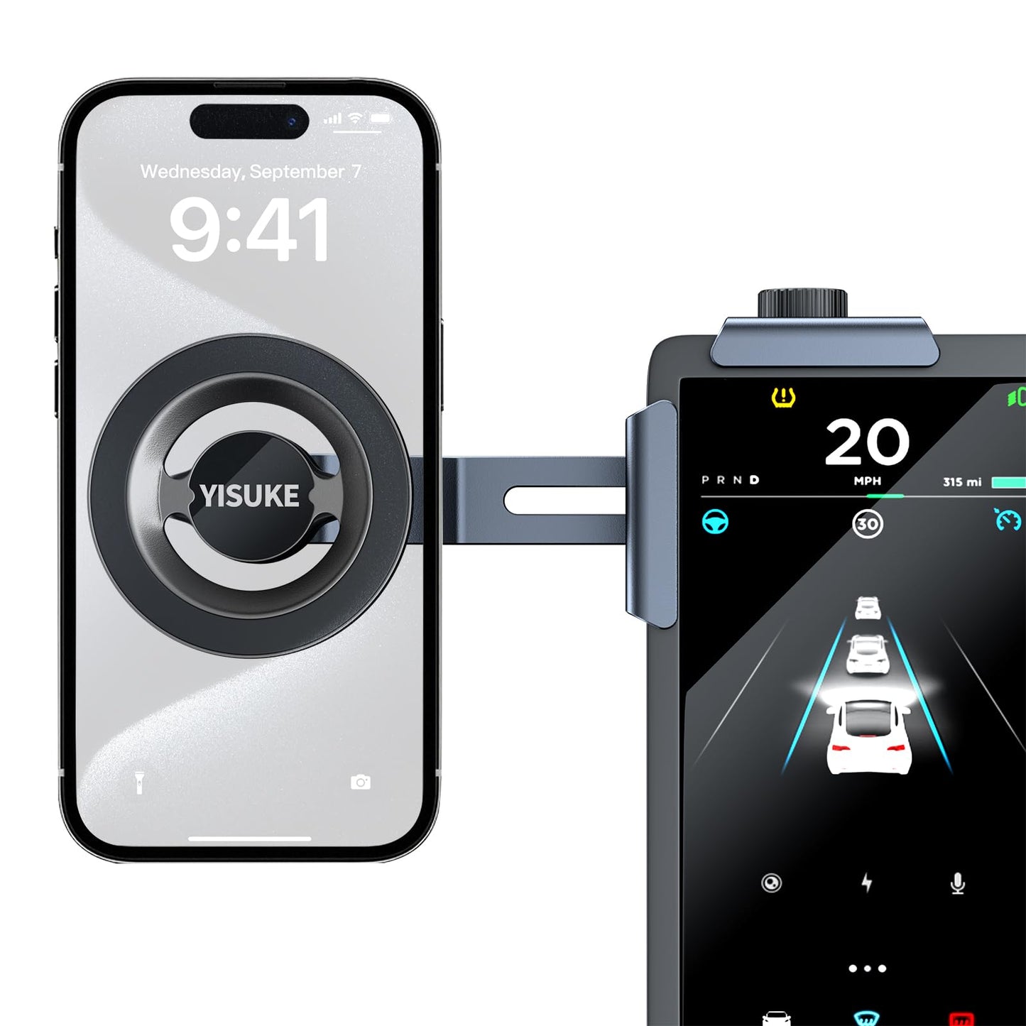 Yisuke Magnetic Phone Mount Compatible with Tesla Model 3 Model Y, Car Holder 2025, Compatible with iPhone MagSafe 17/16/15/14/13/12 (Compatible